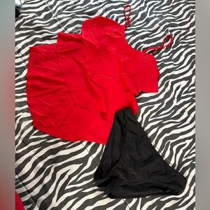 Avid Love Red & Black Two-Piece Tankini Swim Set sz Large New without Tags.